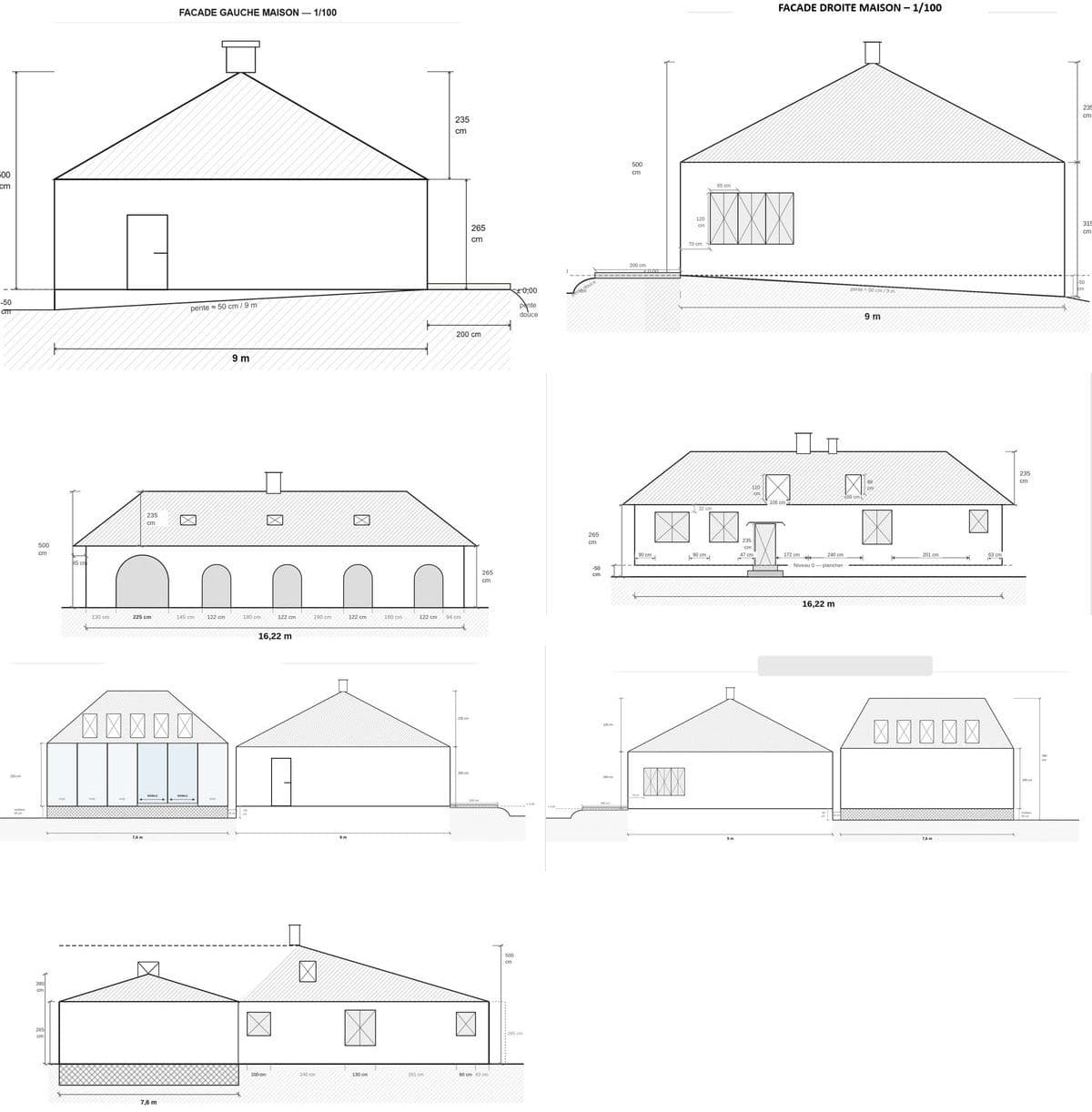 Exemple PC3 — Plan en coupe du terrain et de la construction